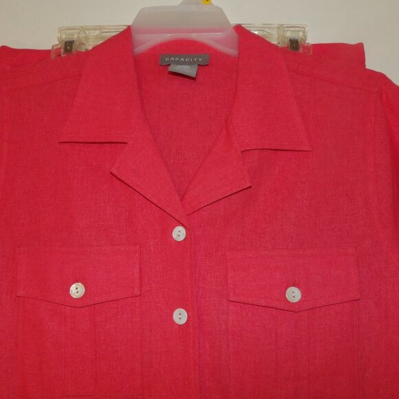 Vintage Capacity 2 Piece Linen Blend Pants & Top Set Sz L - Picture 2 of 10